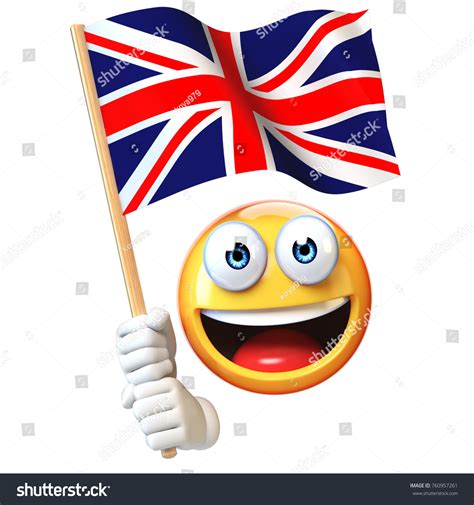 Emoji tenant le drapeau Union Jack, : illustration de stock 760957261 ...