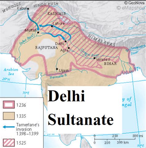 Delhi Sultanate Map Outline