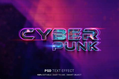 CyberPunk Text Neon Effect Mockup - Design Cuts