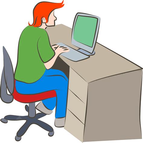 people sit on computer - Clip Art Library