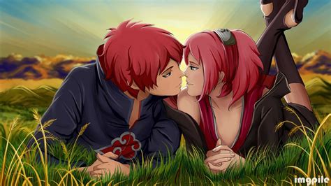 An anime couple with red hair kissing in the grass 3840x2160 - ImgPile