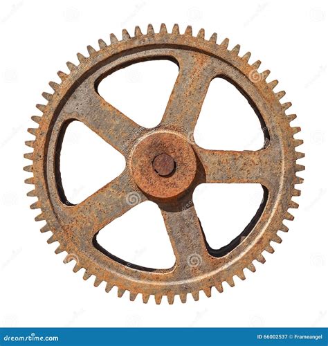 Large Gear Wheel Cogs Rusty on White Background Stock Image - Image of ...