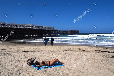 Sunbather Surfers Enjoy Weather Pacific Beach Editorial Stock Photo - Stock Image | Shutterstock