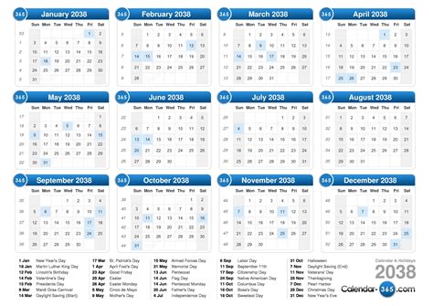 2038 Calendar