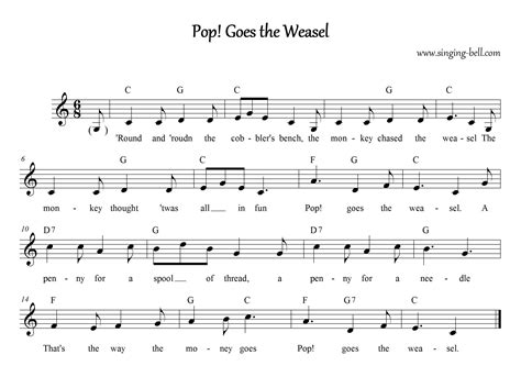 Pop Goes the Weasel | Song, Karaoke, Printable Music Sheet