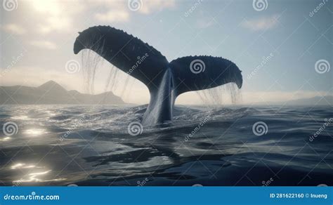 Close-up of a Humpback Whale Tail Fluke Waving in the Air. Generative ...