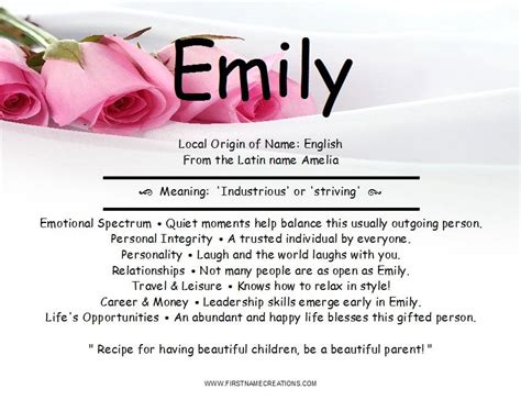 Emily Name Meaning | Names with meaning, Emily name, Names