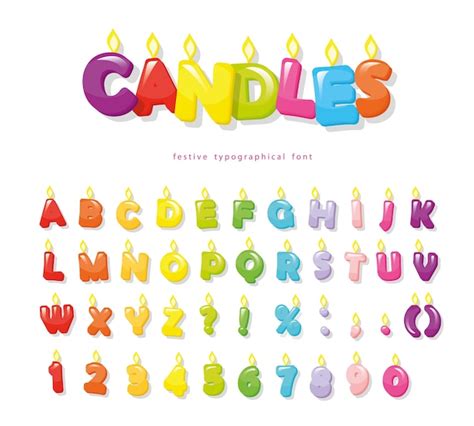 Premium Vector | Candles font for birthday design.