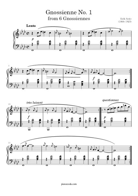 Gnossienne No. 1 Free Sheet Music