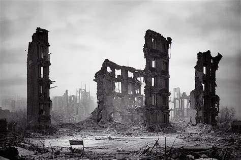 Premium Photo | A postapocalyptic ruined city Destroyed buildings ...