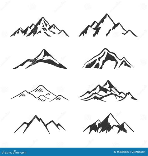 Mountain Silhouette Clipart Collection Set Stock Vector - Illustration of clip, collection ...