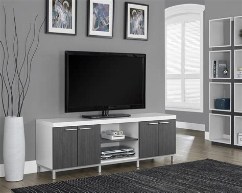 White/gray Hollow-Core TV Console from Monarch (2591) | Coleman Furniture