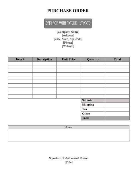 FREE Purchase Order Template | Instant Download