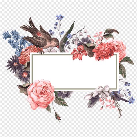 Watercolor flowers and border frame, flower frame, frame, flowers border png | PNGWing