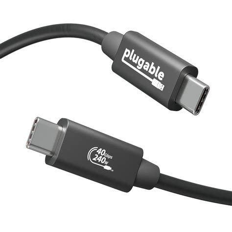 Plugable USB4 Cable with 240W Charging, 3.3 Feet (1M), USB-IF Certified ...