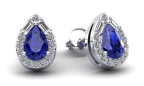 Pear Shape Gemstone and Diamond Stud Earrings