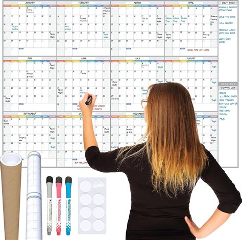 Amazon.com: Large Dry Erase Wall Calendar 46"x33" Rolled (No Creases ...