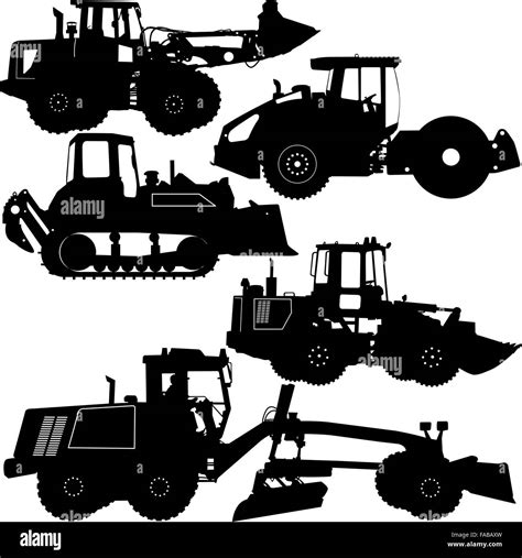 Set silhouettes road construction equipment. Vector illustration Stock Vector Image & Art - Alamy