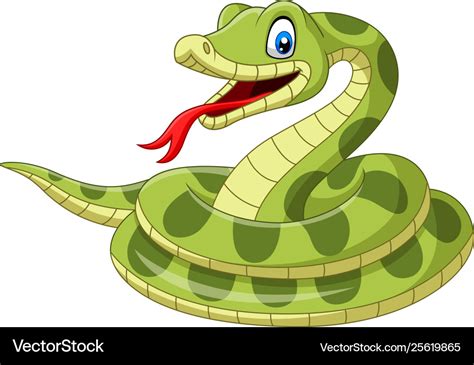 Cartoon green snake on white background Royalty Free Vector