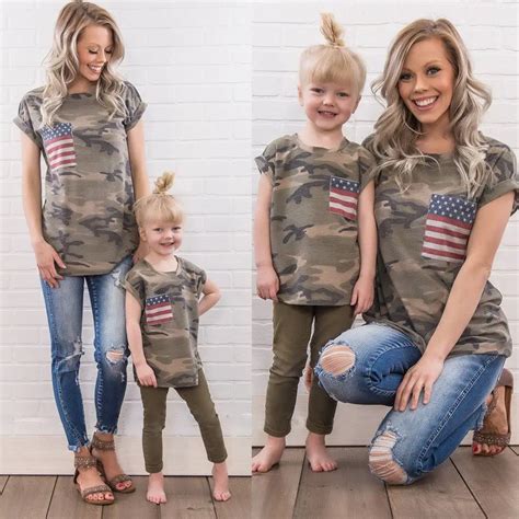 2018 Family Matching Outfits July 4th T shirt Mother Flag Daughter Son ...