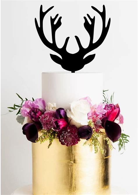 Deer Cake Topper Antler Cake Topper Deer Wedding Cake Topper Deer Birthday Cake Topper Antlers ...