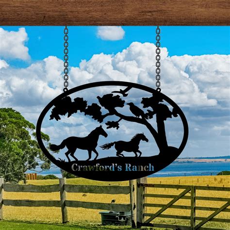 Custom Horse Metal Wall Art Ranch Metal Sign Ranch Decor Outdoor Metal Name Sign Farmhouse Wall ...