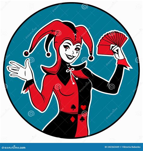 Beautiful Joker Girl in a Round Frame Stock Vector - Illustration of ...