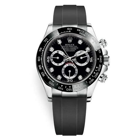 Rolex Cosmograph Daytona 116519LN Black Diamond Dial Oysterflex White ...