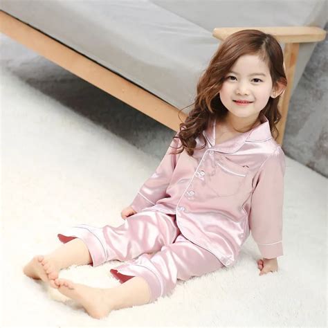 2pcs Girls Kids Pajamas Sets Silk Pyjama Infant Baby Sleepwear Home ...