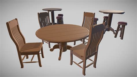 Bar Table With Chairs - Download Free 3D model by murlochek [308d3dc] - Sketchfab