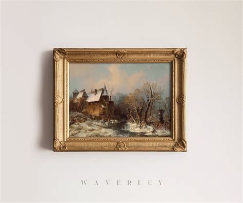 Vintage Landscape Painting, Farmhouse Decor Painting, Cottagecore ...