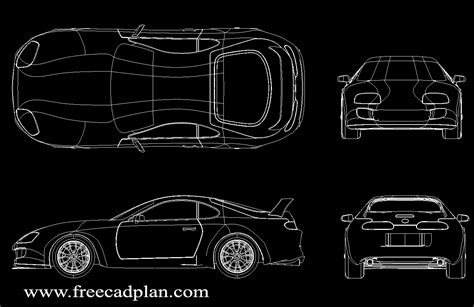 Toyota Supra MK4 DWG CAD Block in Autocad , Download - free cad plan