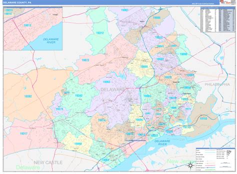 Delaware County, PA Wall Map Color Cast Style by MarketMAPS - MapSales