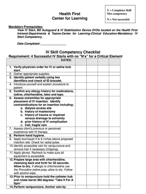 Printable Nursing Skills Competency Checklist - prntbl.concejomunicipaldechinu.gov.co