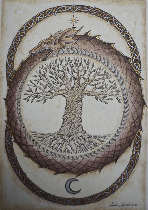 Ouroboros Drawing by Julia Shestakova | Saatchi Art