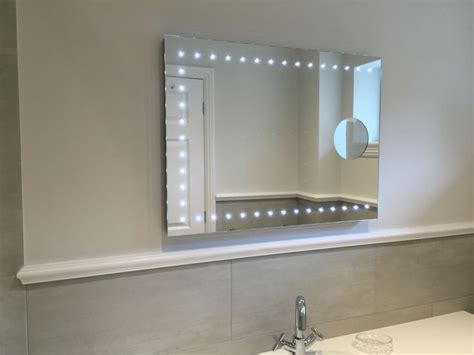 LED illuminated bathroom mirror with integrated 3 x magnifying mirror ...