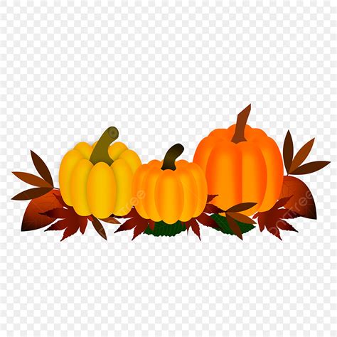 Autumn Pumpkin Vector Design Images, Pumpkin With Autumn Leaves, Pumpkin, Leaves, Fall PNG Image ...