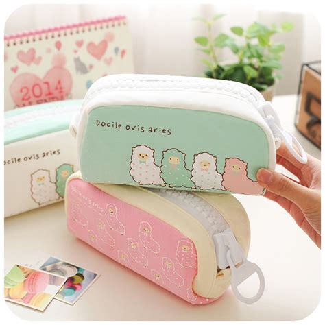 Large Capacity Cotton School Pencil Case Cute Stationery Kawaii Sheep ...