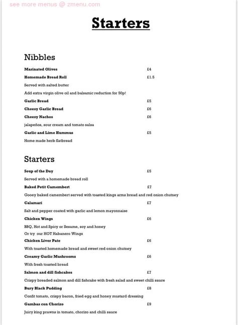 Menu at Kings Arms pub & bar, Oldham, Grains Bar