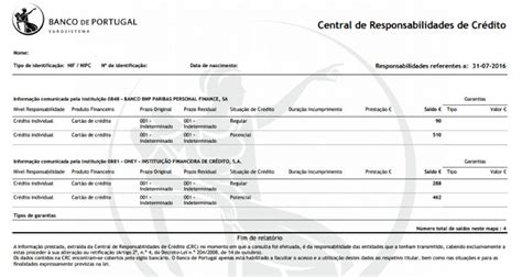 Mapa De Responsabilidades Do Banco De Portugal