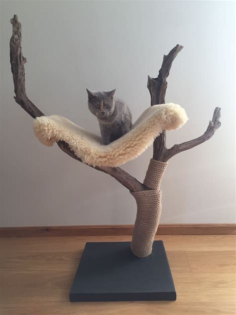 Meowjestic cat tree and scratcher with sheep skin hammock | Etsy | Custom cat trees, Diy cat ...