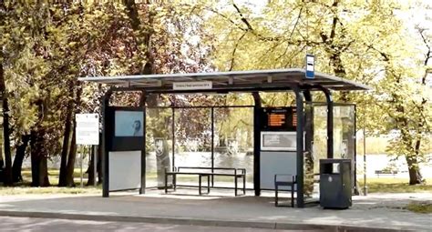 Bus shelters integrated with LED and LCD passenger information displays - Smart City displays