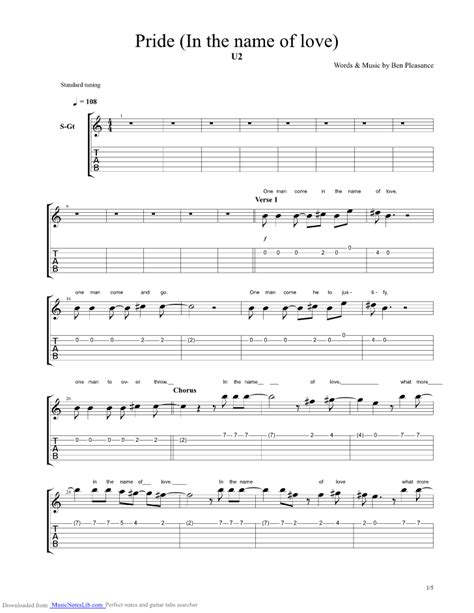 Pride In The Name Of Love guitar pro tab by U2 @ musicnoteslib.com