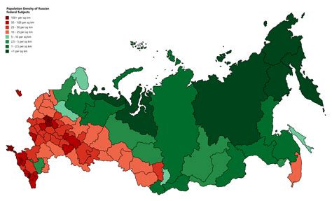 Population Density of Russian Federal Subjects. - Maps on the Web