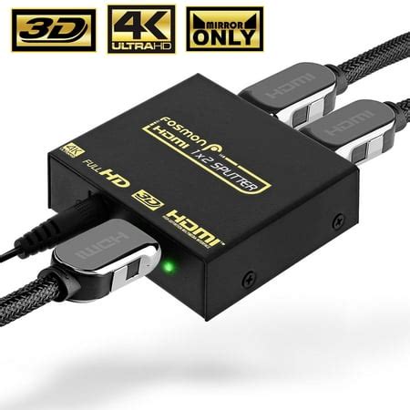 4K HDMI Splitter, Fosmon 1x2 HDMI Powered Splitter - Supports Full Ultra HD , 1080p , Blu-ray ...