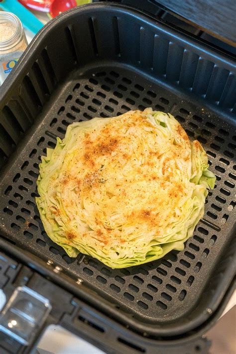 Air fryer cabbage steaks or quarters come out tender yet crispy on the edges with LOTS of flavor ...