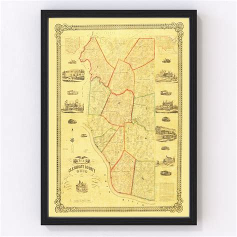 Vintage Map of Clermont County, Ohio 1857 by Ted's Vintage Art