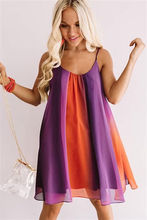 Spirit Squad Ombre Shift Dress in Orange/Purple-$59.00 | Ombre shift dress, Fashion clothes ...