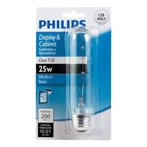 Philips 25-Watt T10 Incandescent Clear Tubular Light Bulb 415851 - The ...