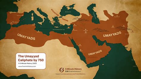 Map of Umayyad Caliphate at its greatest extent, 750 CE – Islamic ...